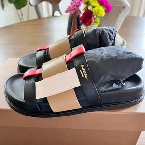 BURBERRY ELLENDALE COLORBLOCK SLIDE SANDALS SIZE 38.5 EU 8.5 US - AVAILABLE **